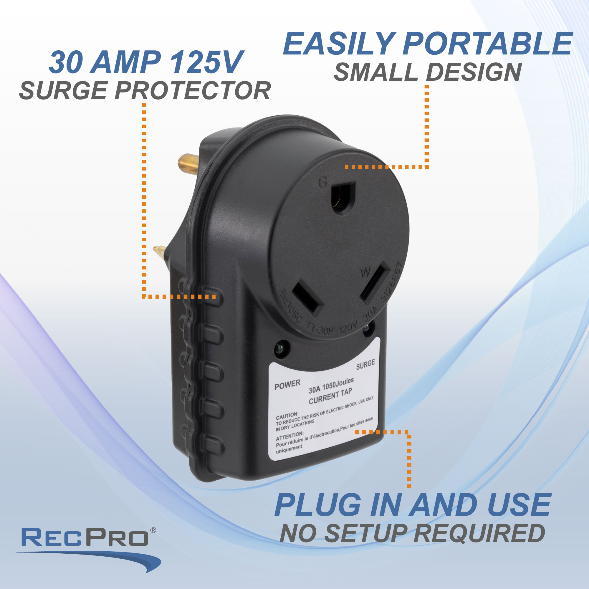 RV 30 Amp Adapter Surge Protection Plug - RecPro