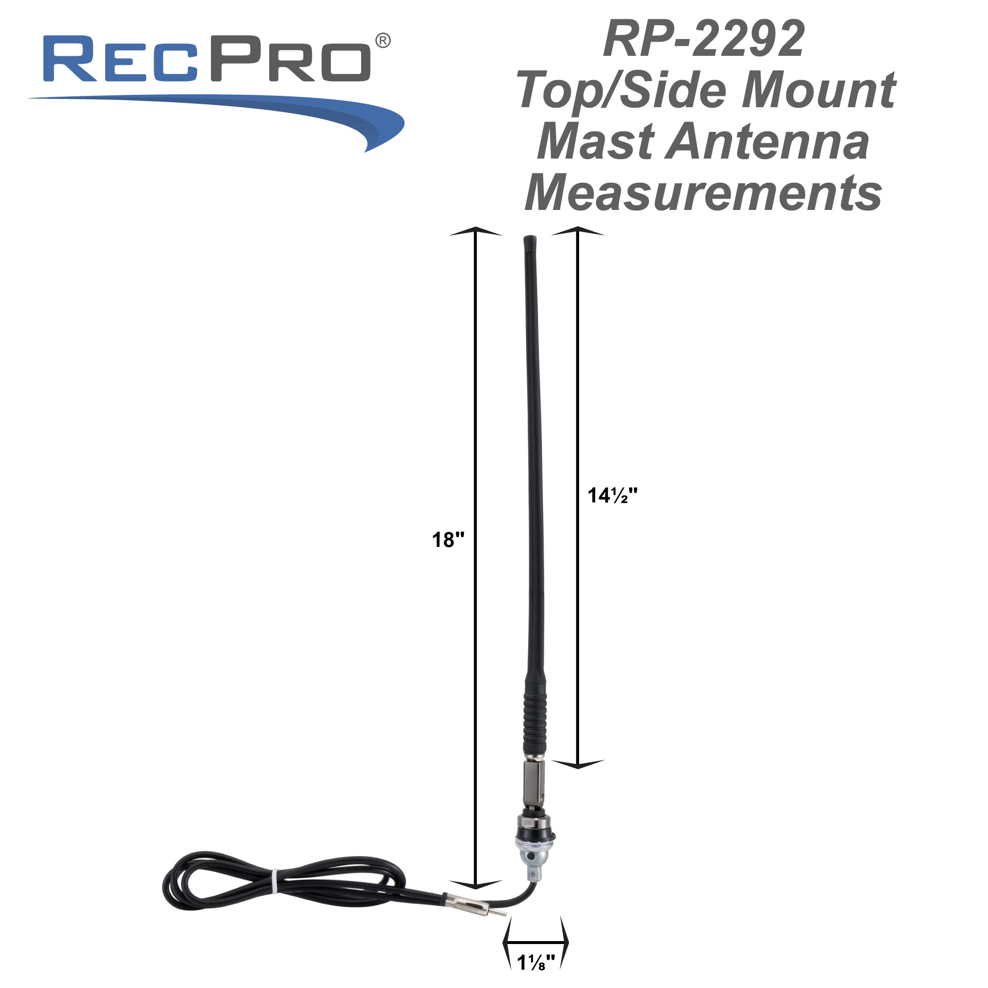 Magnadyne RV71, AM/FM Rubber Mast Antenna w/ 72 Cable