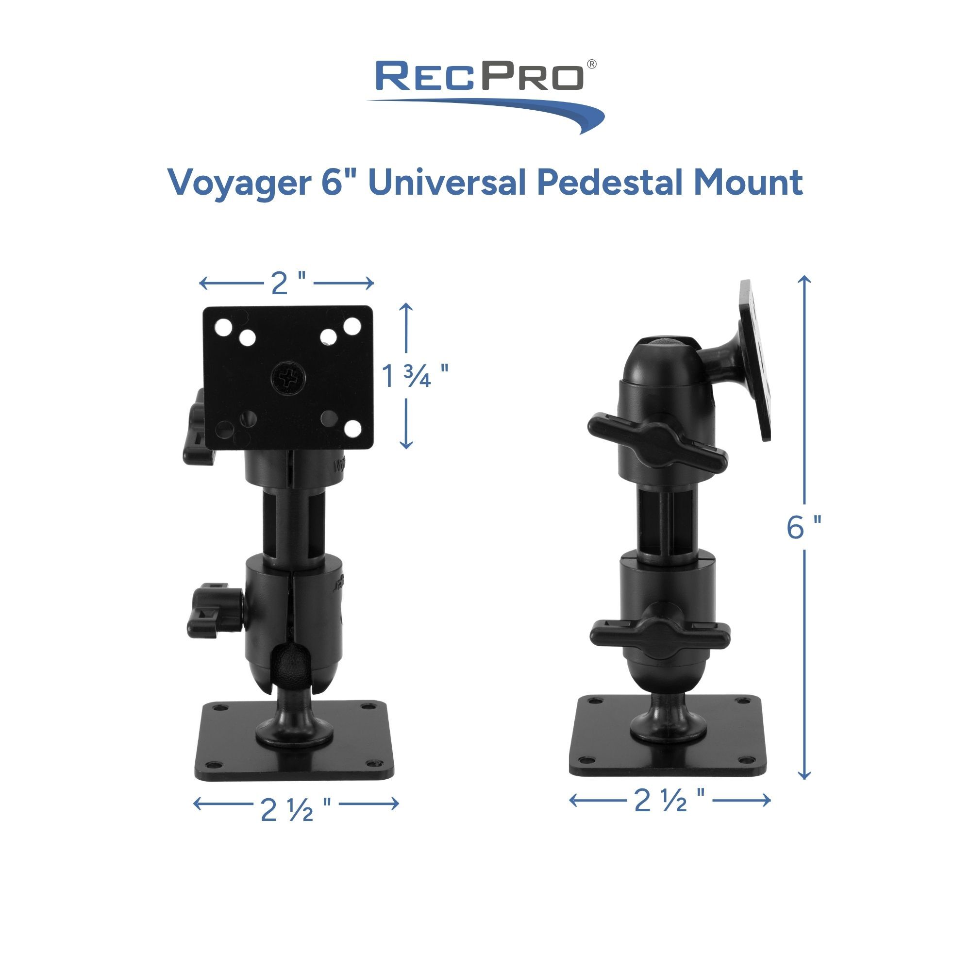 Voyager 6" Universal Pedestal Mount Measurements Voyager 6" Universal Pedestal Mount Measurements