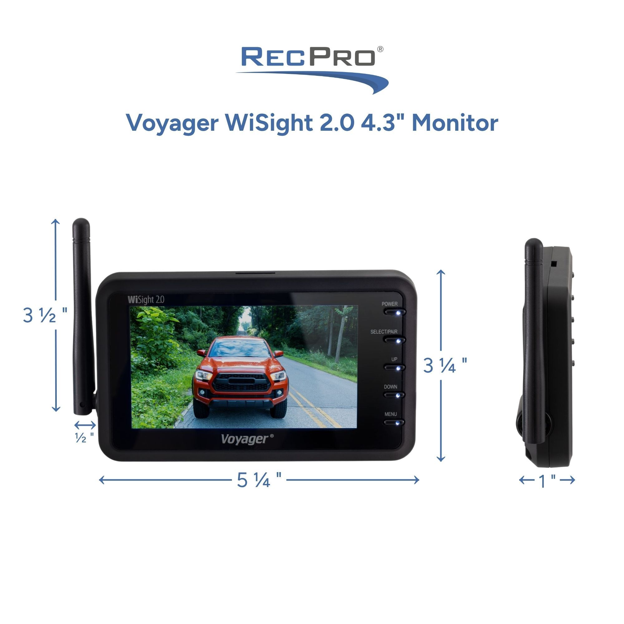 Voyager WiSight 2.0 4.3" Monitor Measurements Voyager WiSight 2.0 4.3" Monitor Measurements