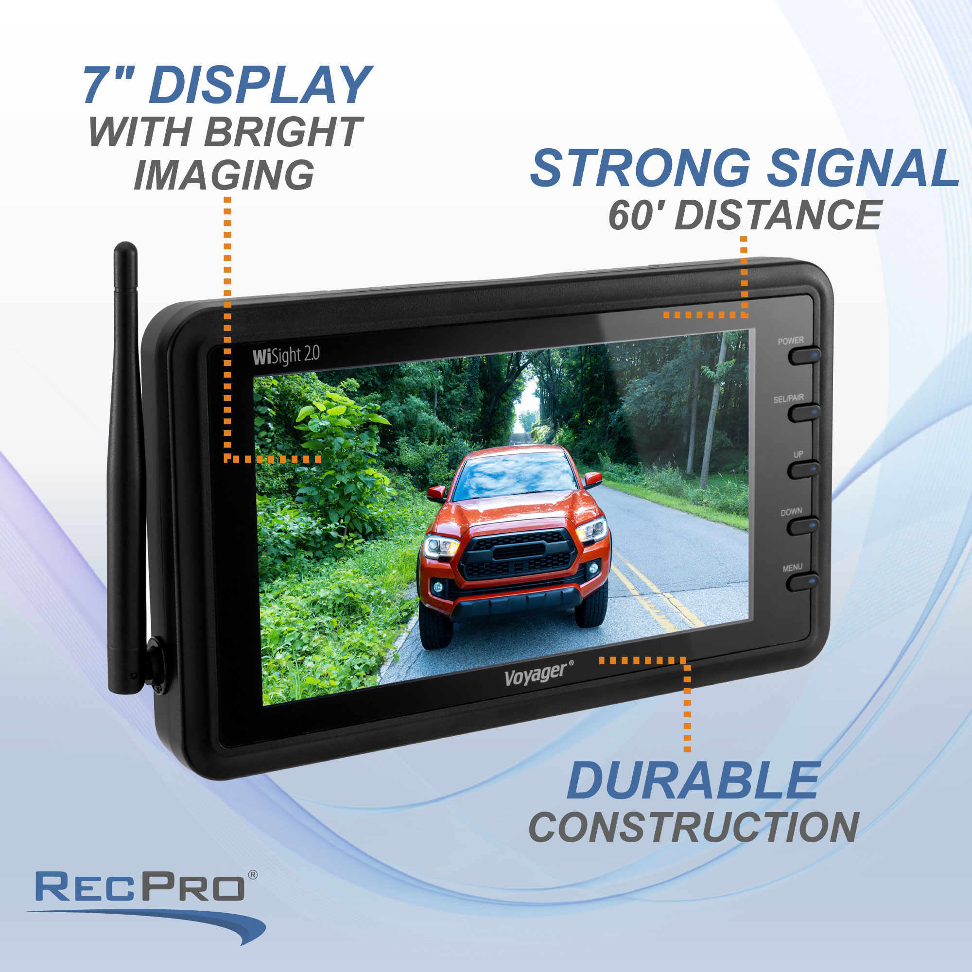 RETROCAMERA PORTATARGA WIRELESS RADIO 2,4 GHz CON MONITOR PER CAMPER