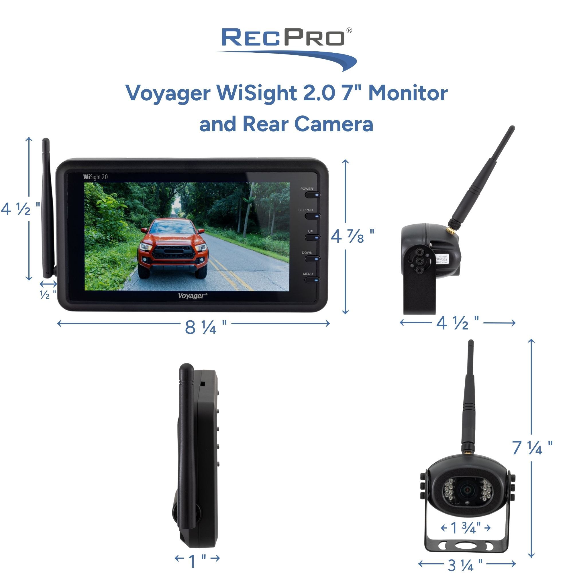 Voyager WiSight 2.0 7" Monitor and Rear Camera Measurements Voyager WiSight 2.0 7" Monitor and Rear Camera Measurements