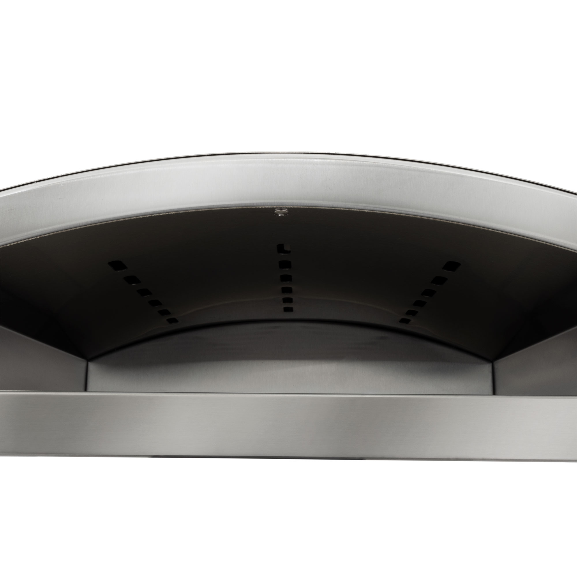 Close up on the top of the inside of the pizza oven.