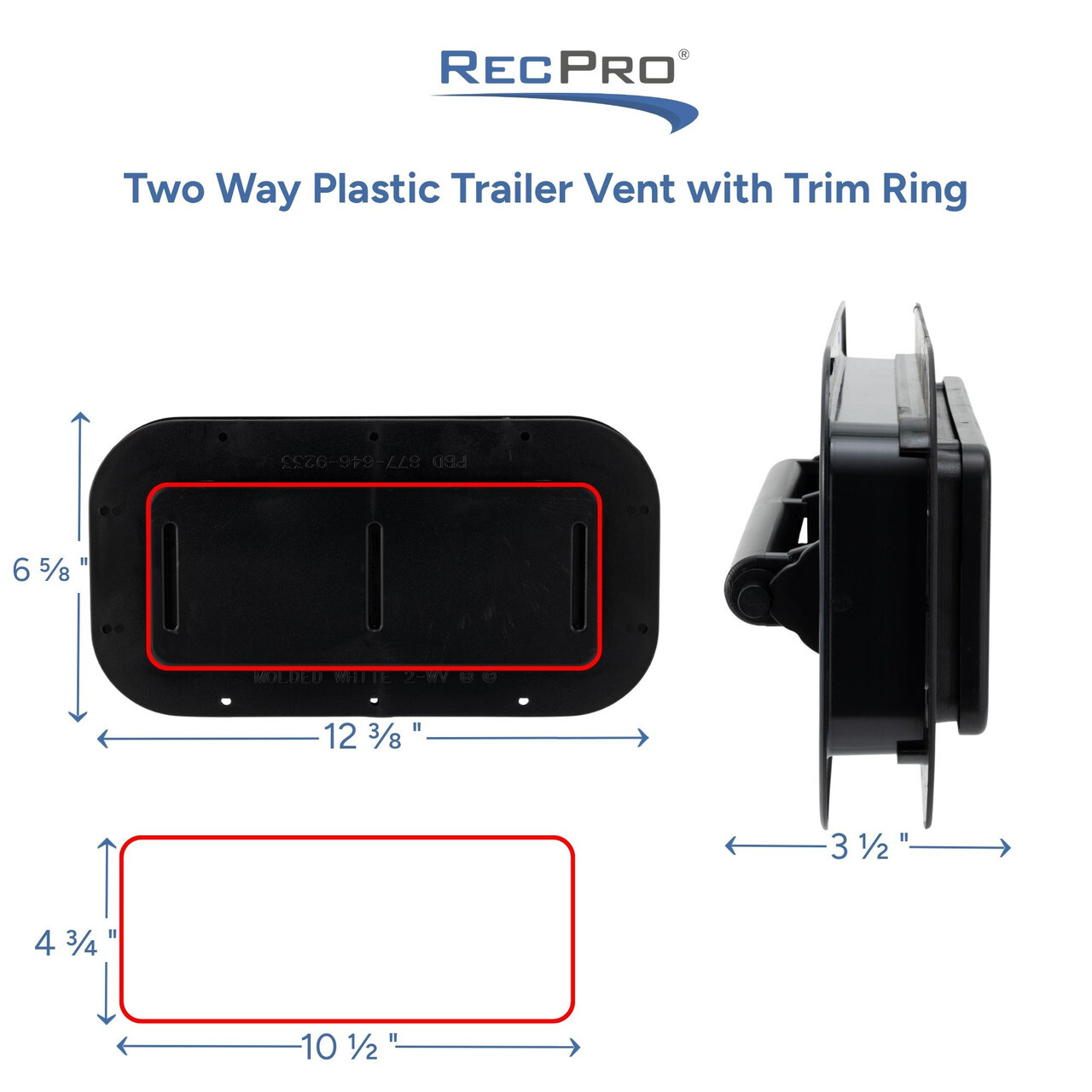 Two Way Plastic Trailer Vent With Trim Ring Measurements 