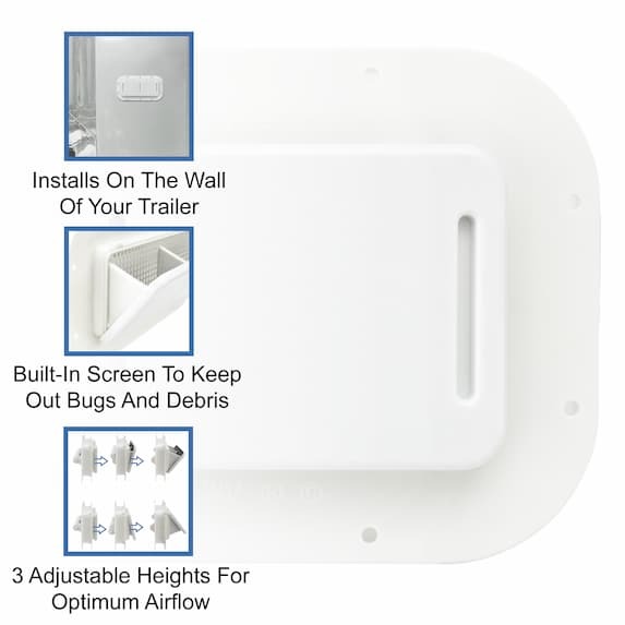 wall installation, built-in screen, adjustable openings