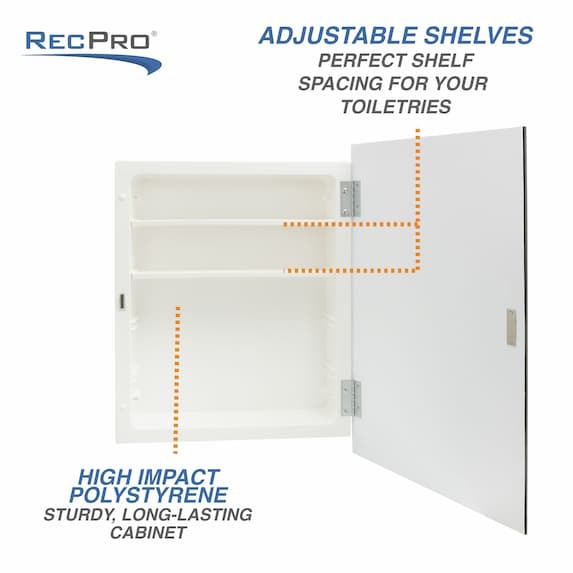 RV Medicine with Frameless Mirror Beveled Edge 16" x 22" RecPro