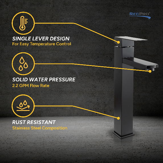 single lever design, solid water pressure, rust resistant