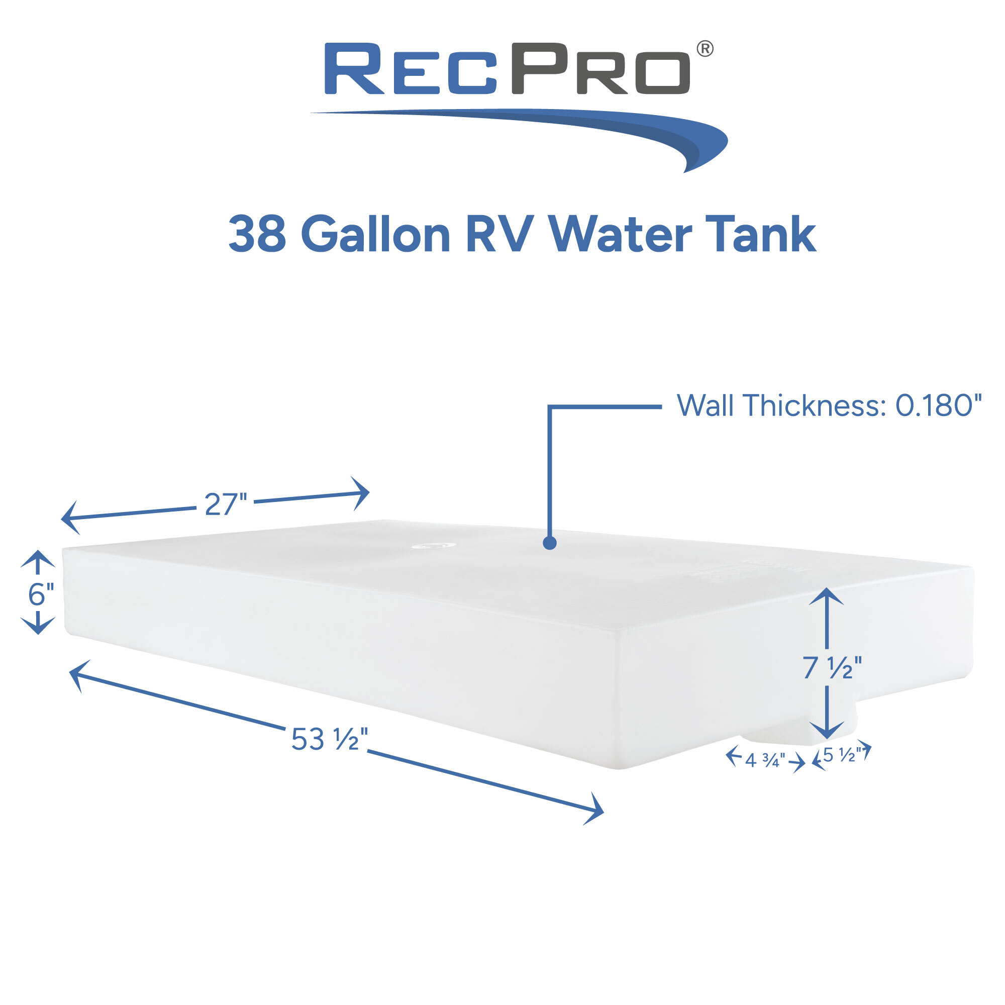 38 Gallon RV Water Tank Measurements