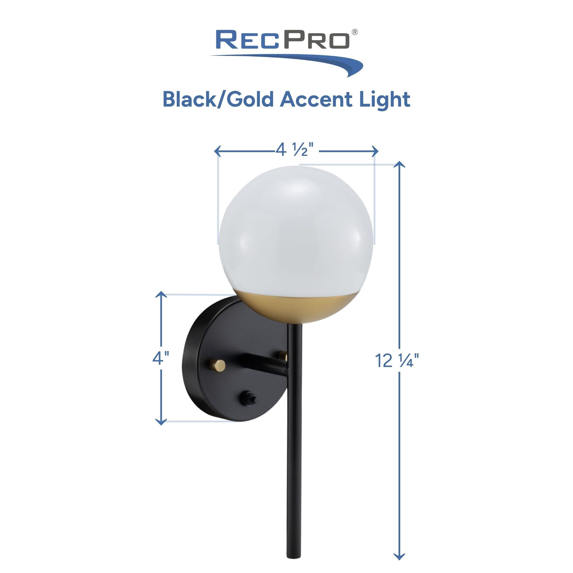 Black/Gold Accent Light Measurements 