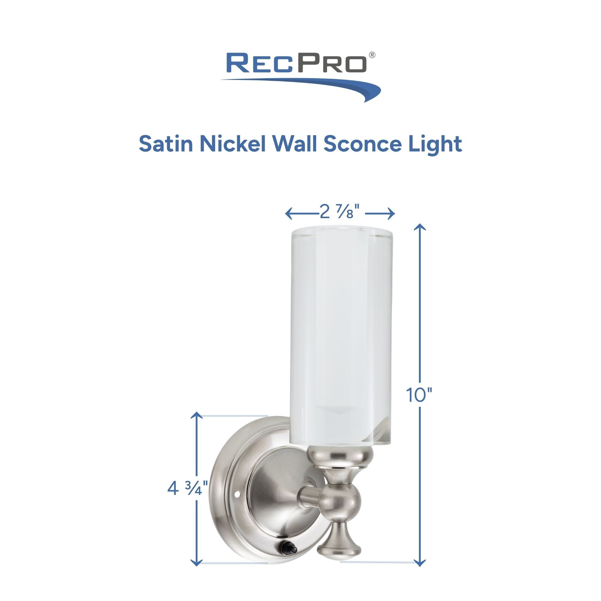 Satin Nickle Wall Sconce Light Measurements 