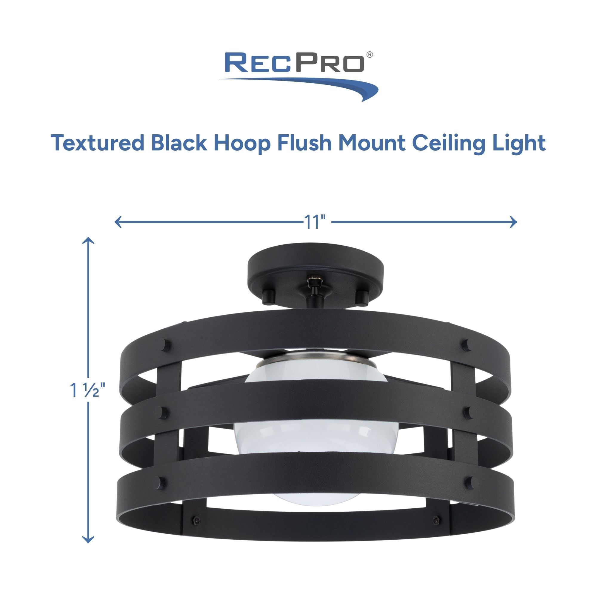Textured Black Hoop Flush Mount Ceiling Light Measurements 