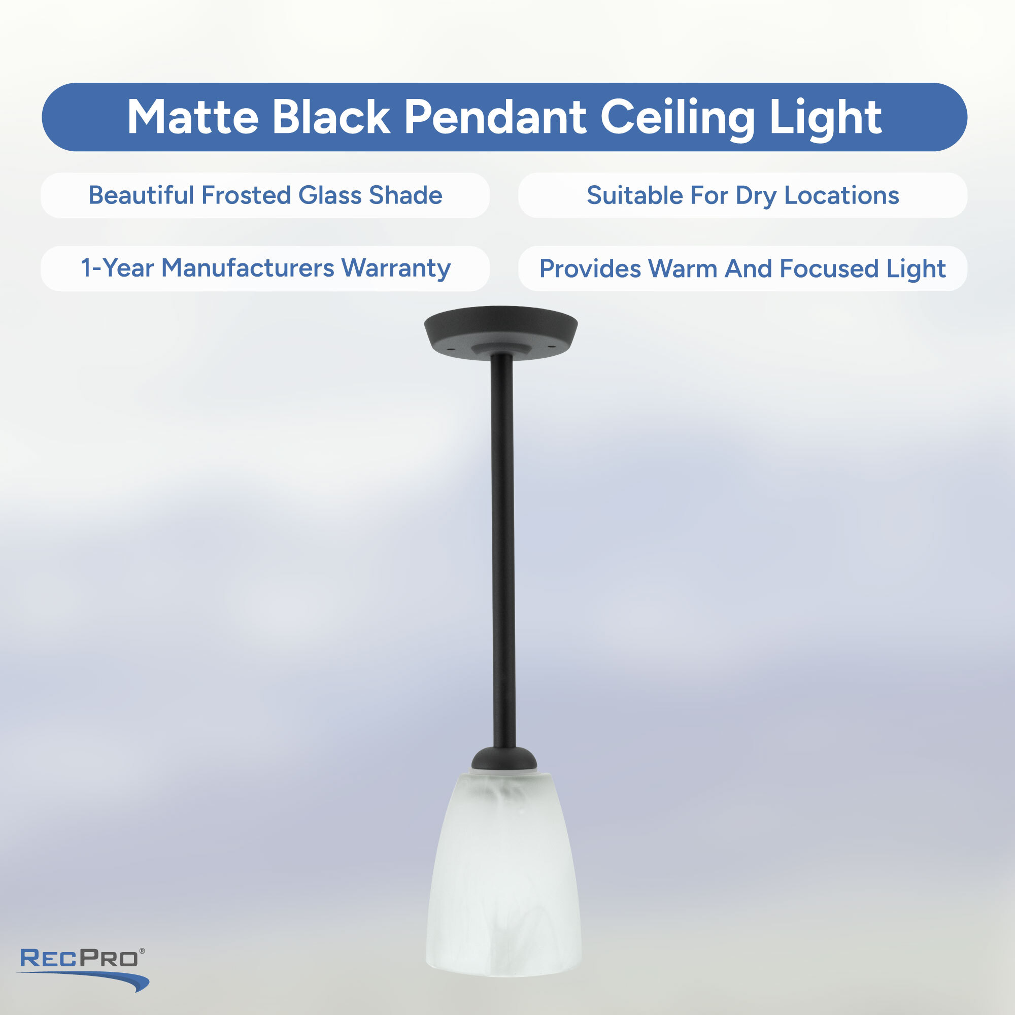 Beautiful Frosted Glass, Suitable For Dry Locations, 1-Year Warranty, Warm And Focused Light