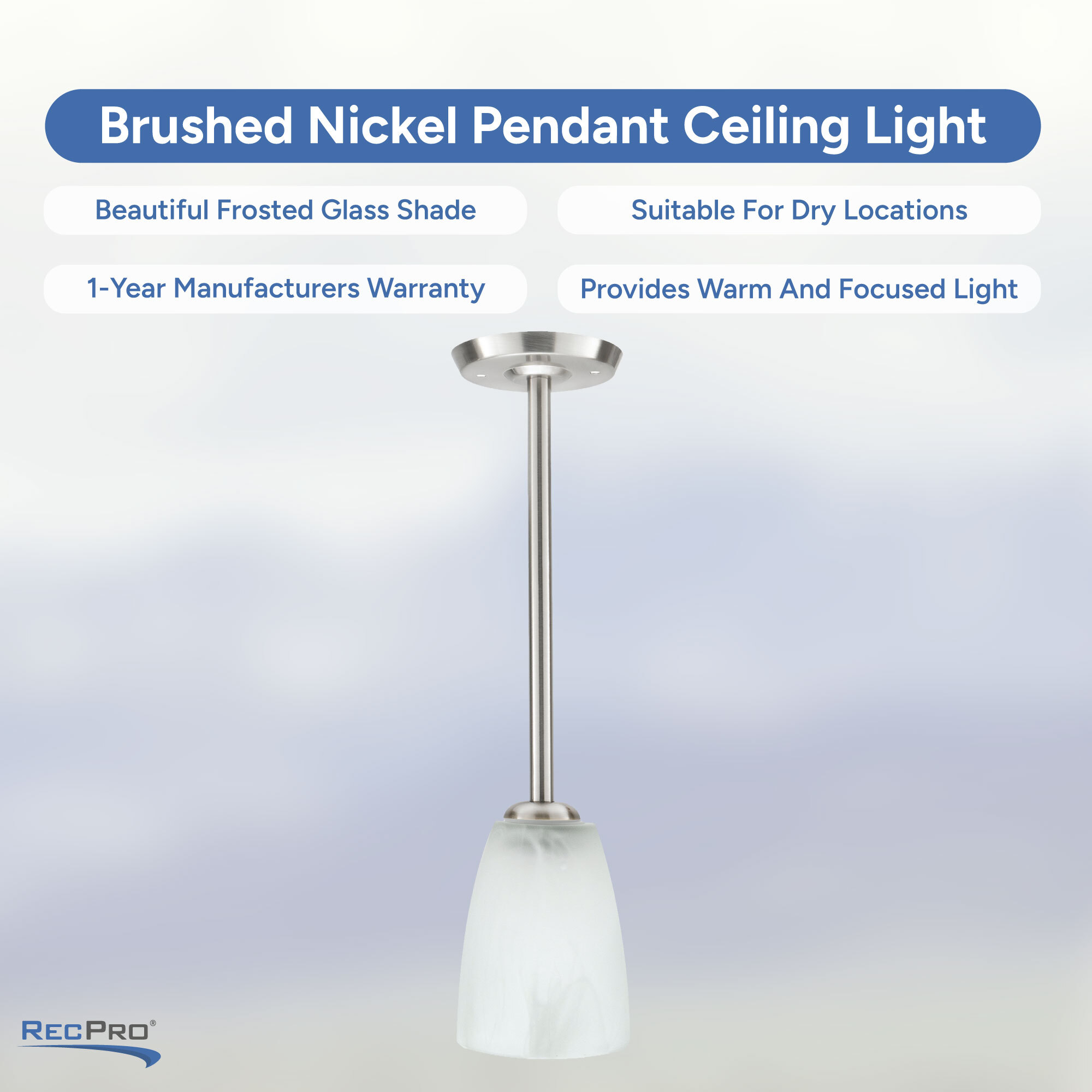 Beautiful Frosted Glass, Suitable For Dry Locations, 1-Year Warranty, Warm And Focused Light