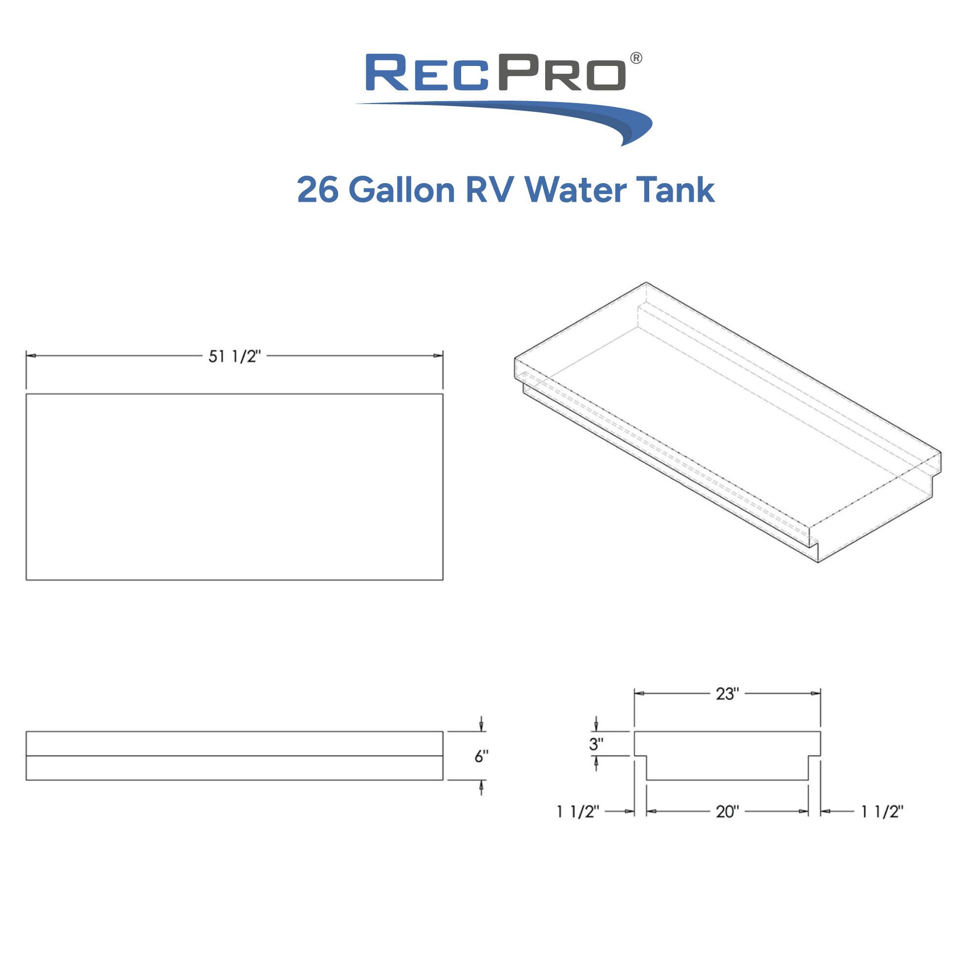 26 Gallon RV Water Tank Measurements 