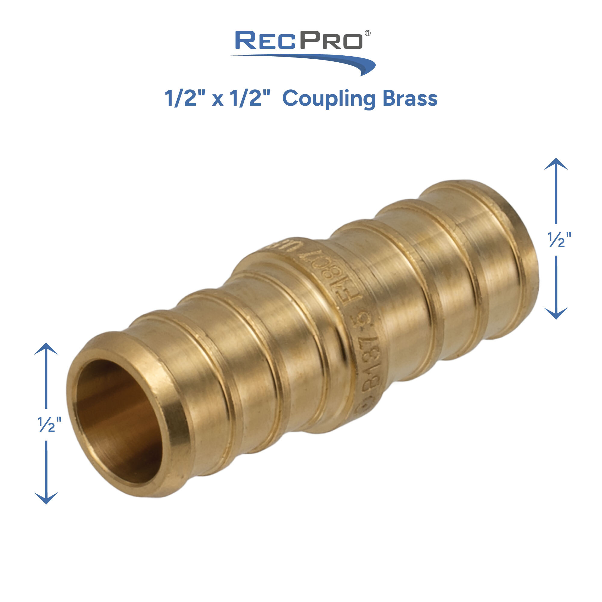 1/2" PEX x 1/2" PEX Coupling Brass Measurements