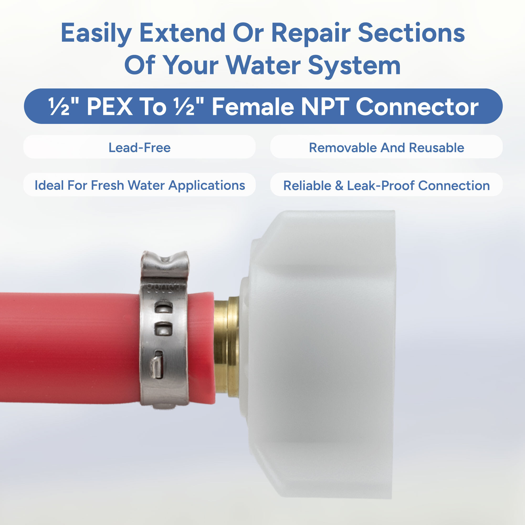 Lead-Free, Removable and Reusable, Ideal for Fresh Water Applications, Reliable and Leak-Proof Connection 