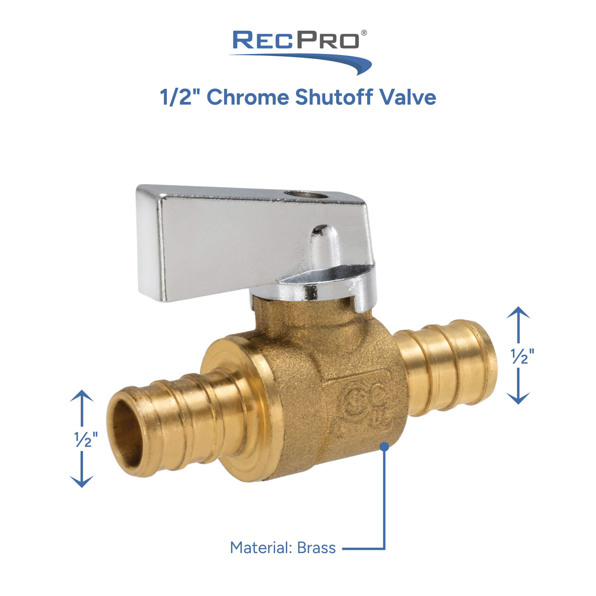 1/2" Chrome Shutoff Valve Measurements 