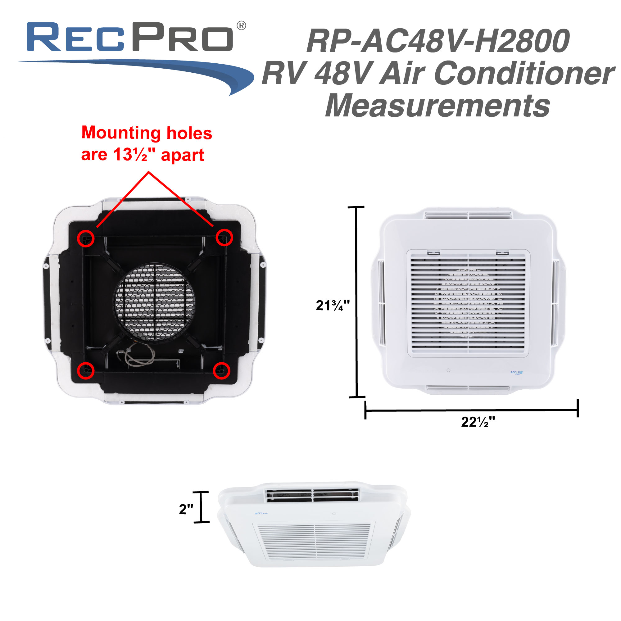 48V Air Conditioner for RV 9.5K AC Unit with Heat Pump and Remote