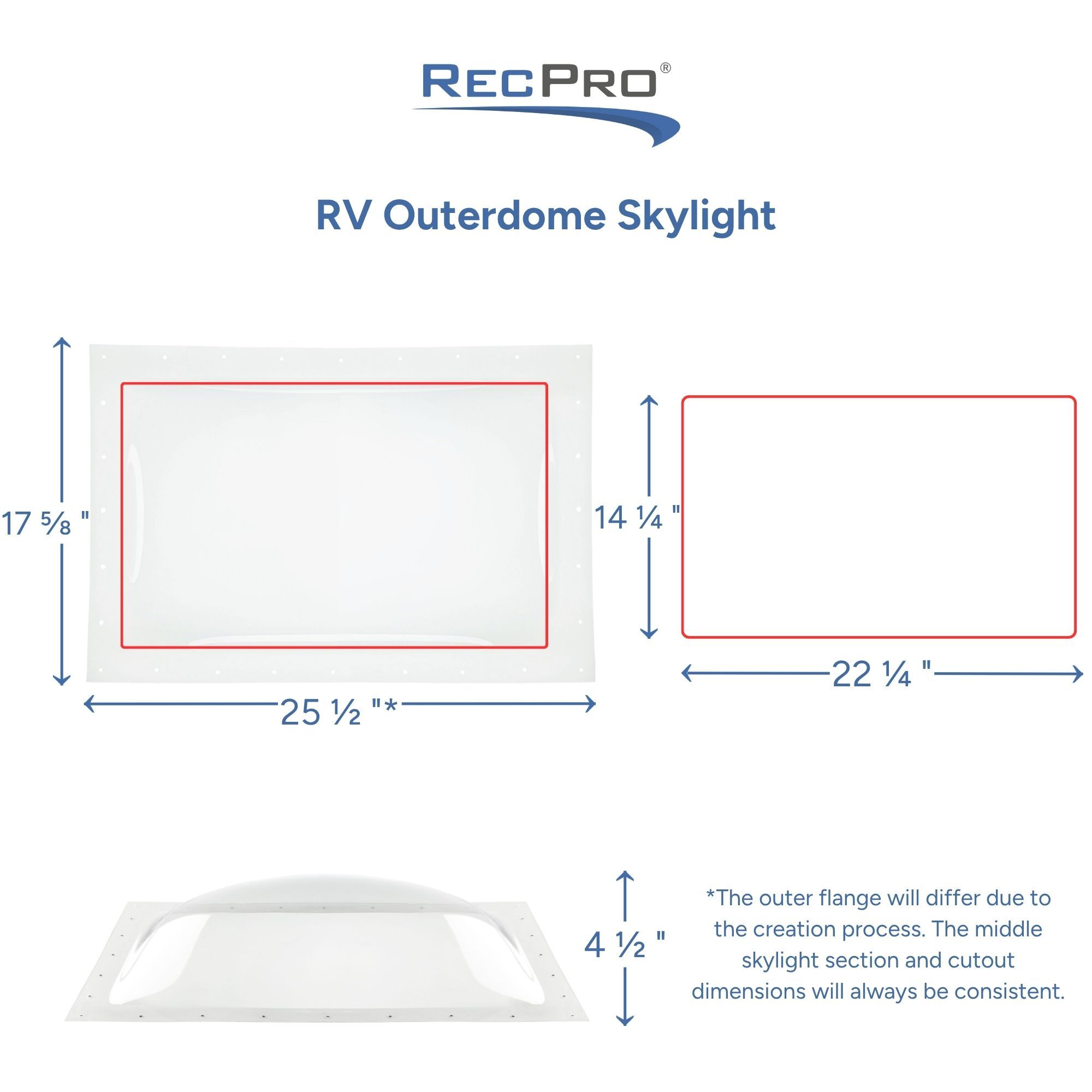 RV Outer dome Skylight Measurements RV Outer dome Skylight Measurements
