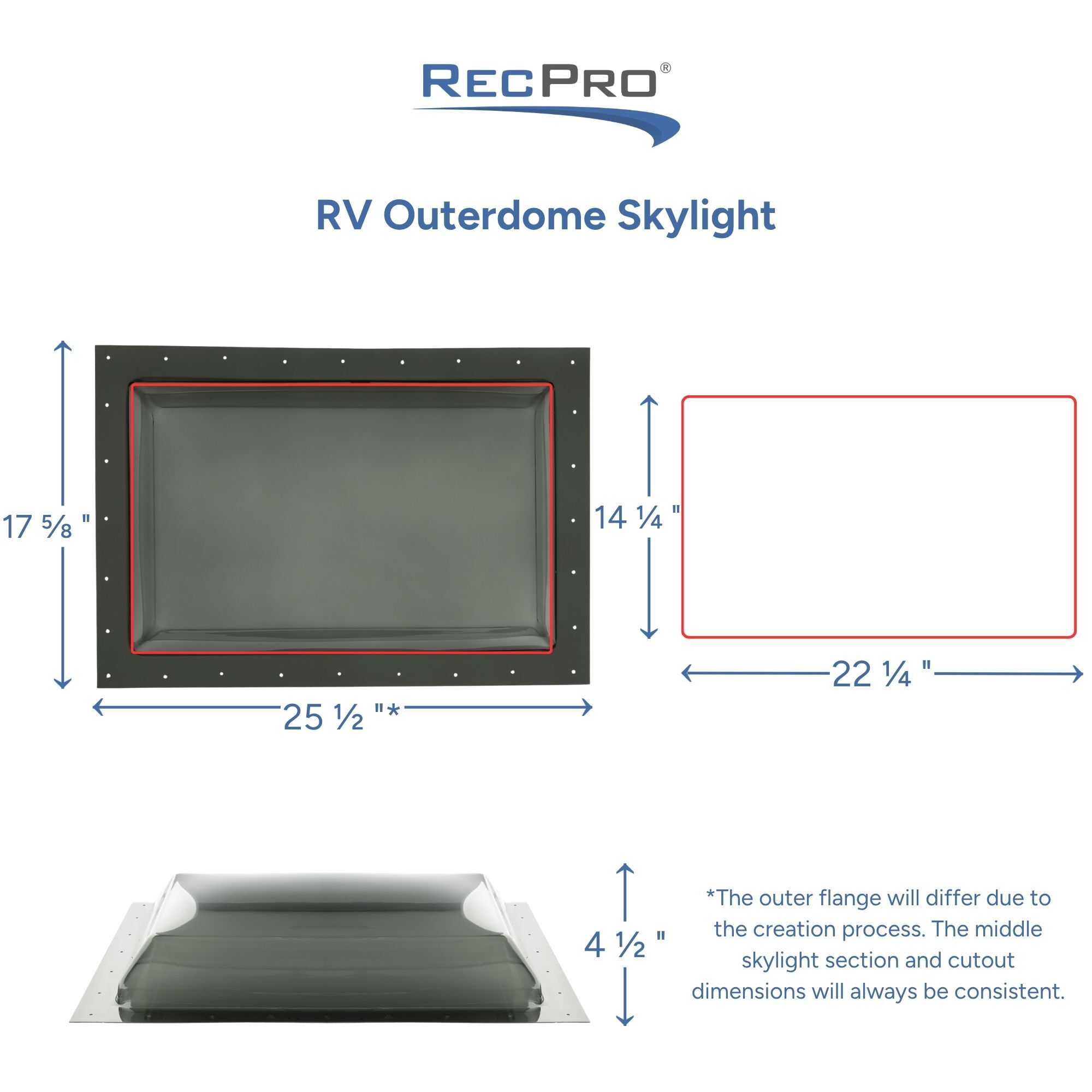 RV Outer dome Skylight Measurements RV Outer dome Skylight Measurements