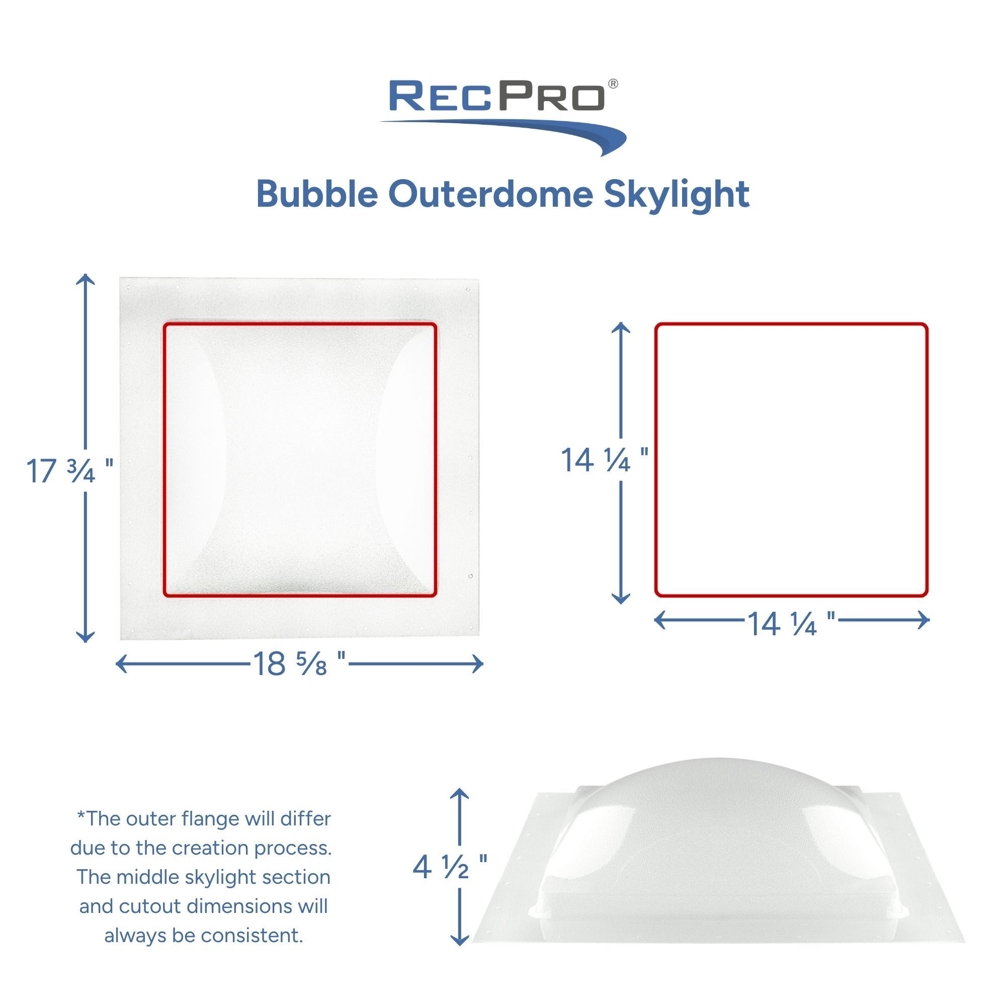 Bubble Outer dome Skylight Measurements 