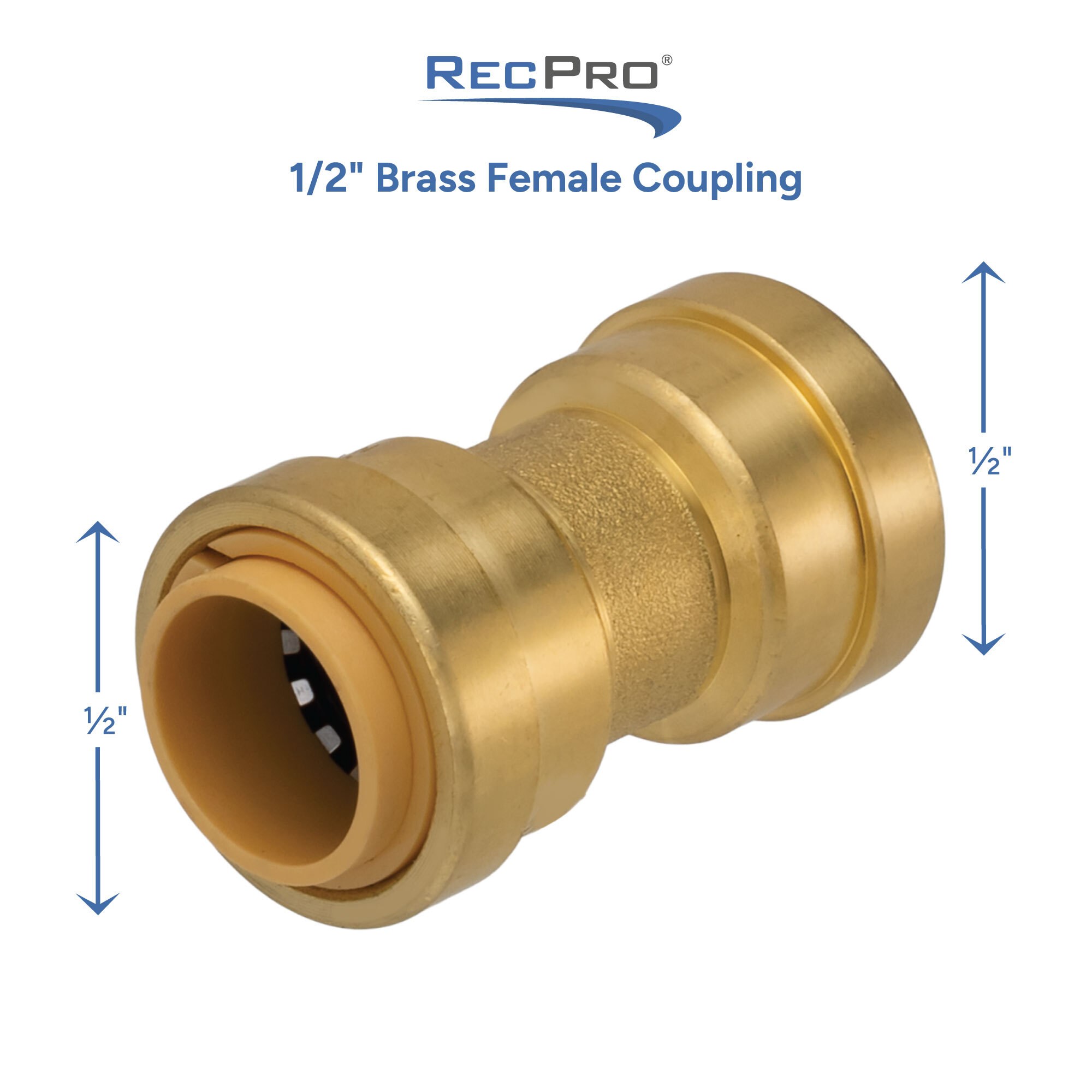 1/2 Brass Female Coupling Measurements 