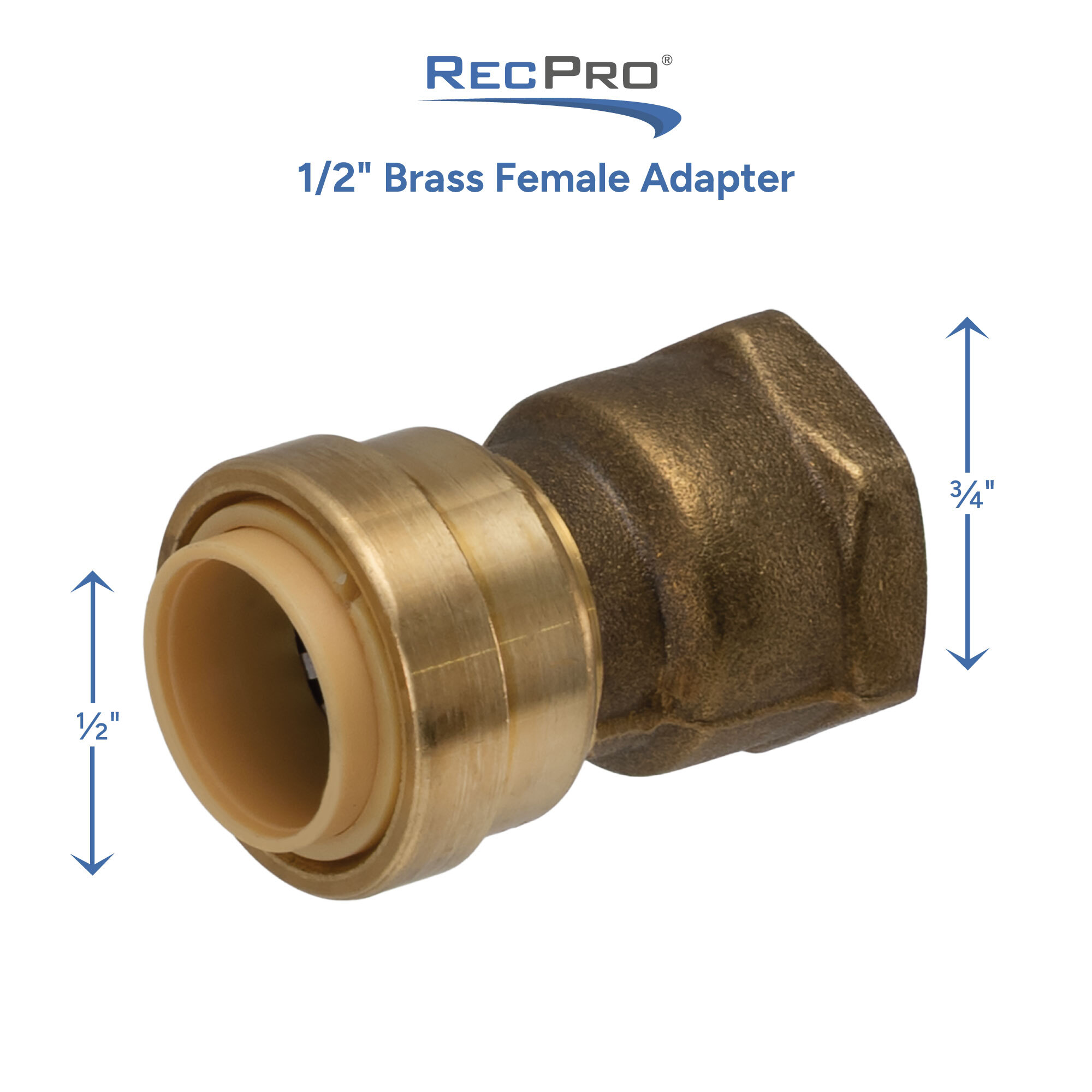 1/2" Brass Female Adapter Measurements 