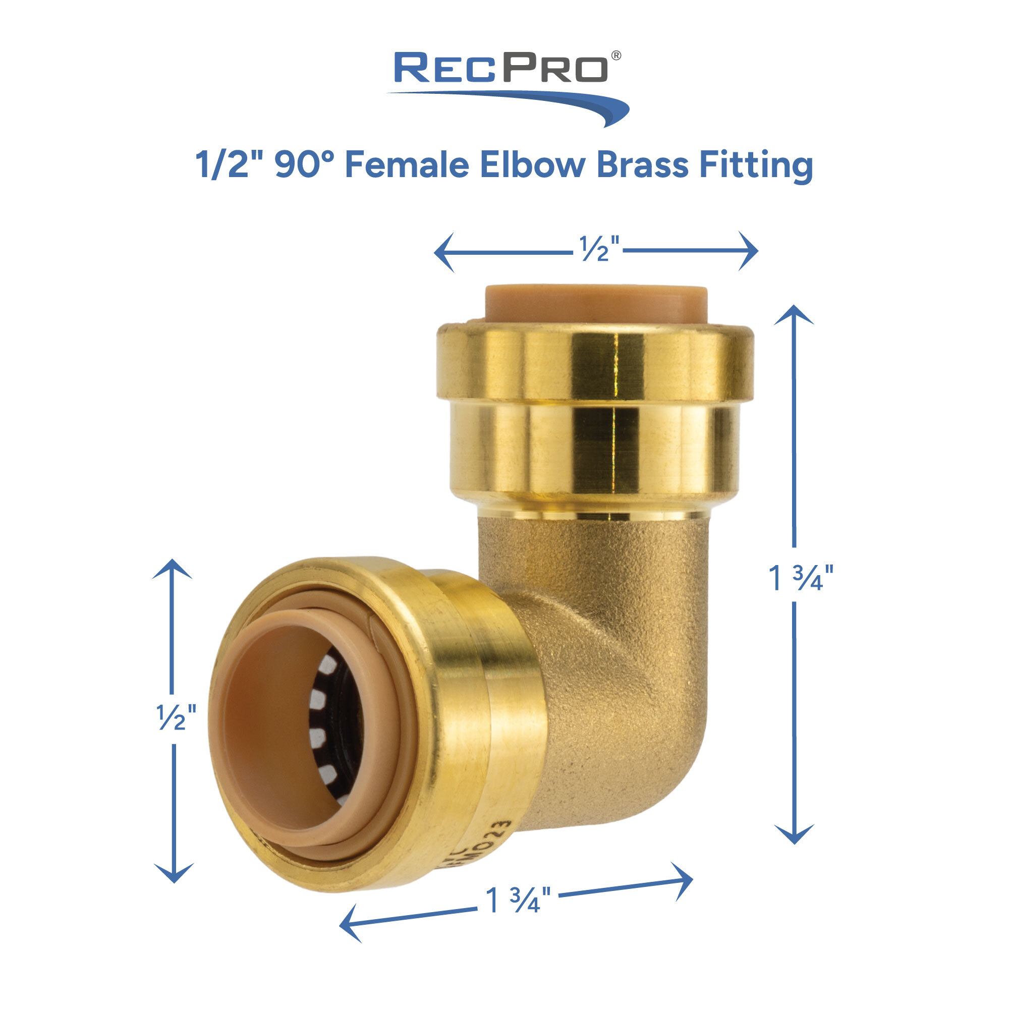 1/2" 90 Female Elbow Brass Fitting Measurements 
