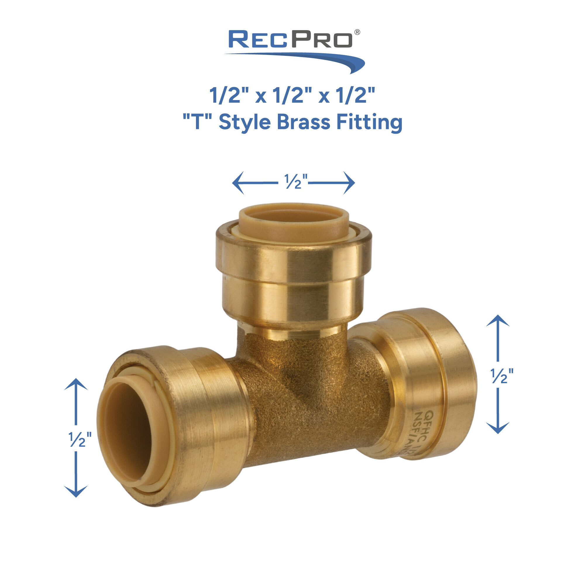 1/2" x 1/2" x 1/2" T Style Brass Fitting Measurements 
