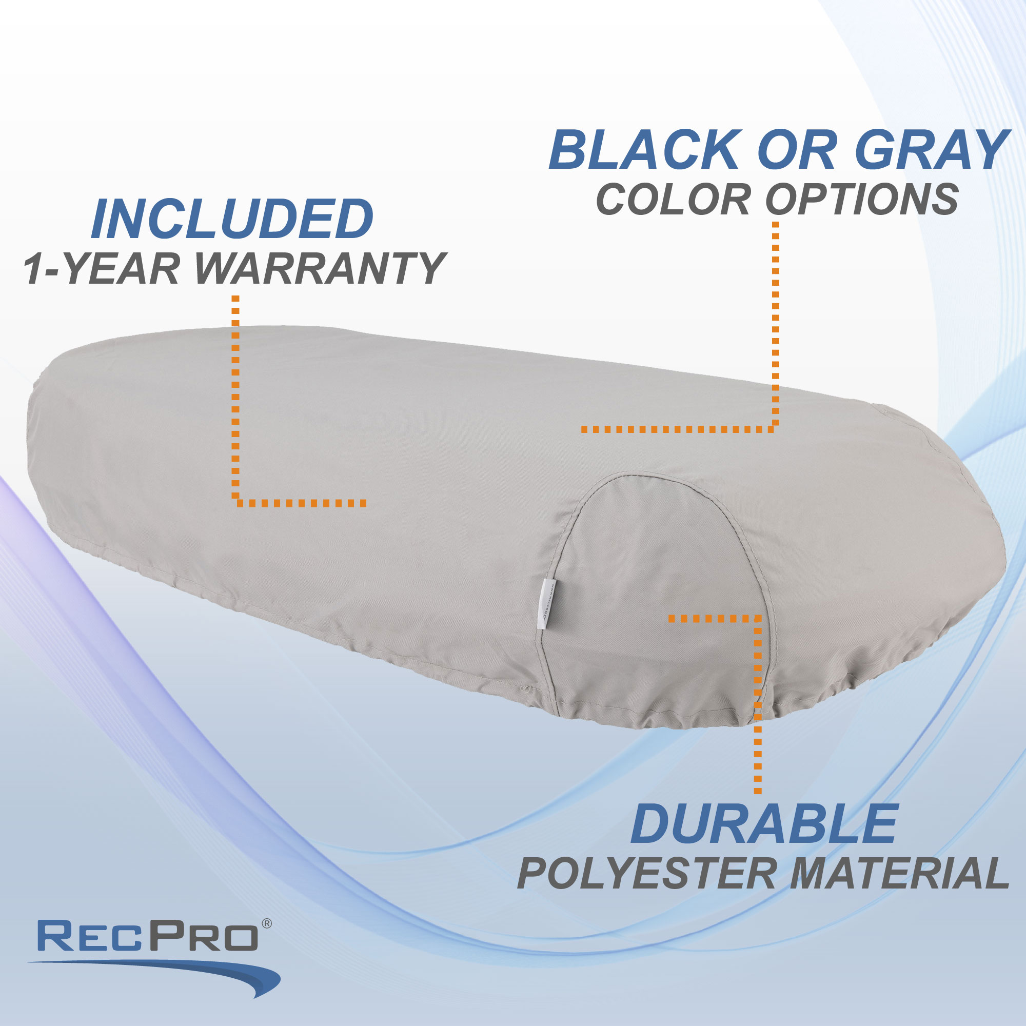 Air conditioner cover features. Included one year warranty. Comes in black or gray color options. Durable polyester material.