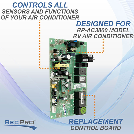 Controls all sensors and functions of your air conditioner. Designed for RP-AC3800 model RV AC. Replacement control board.