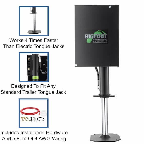 works 4x faster than electric tongue jacks, designed to fit any standard  trailer tongue jack,  includes  installation hardware