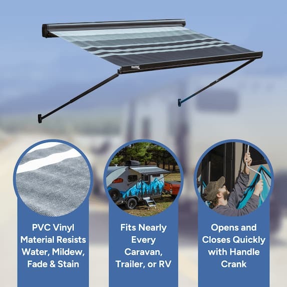 PVC vinyl material resists water, mildew, fade and stain