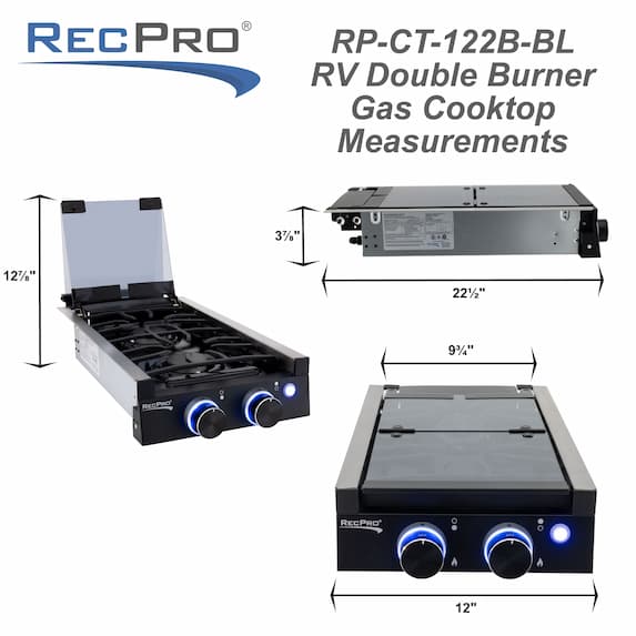 RV two burner gas cooktop measurements.