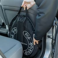 disklok storage case being stored in the backseat of vehicle