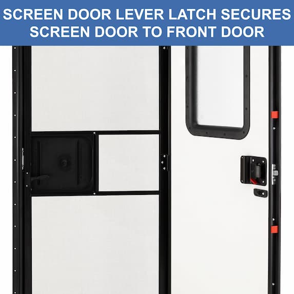 screen door lever latch secures door to front door