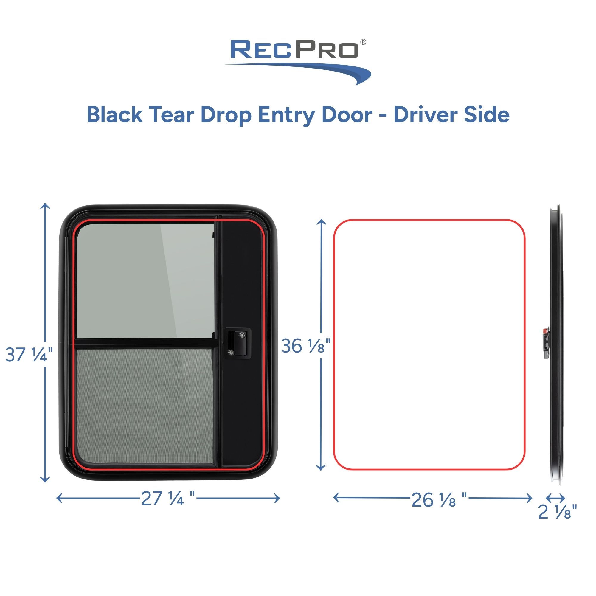 Black Tear Drop Entry Door - Driver Side Measurements Black Tear Drop Entry Door - Driver Side Measurements
