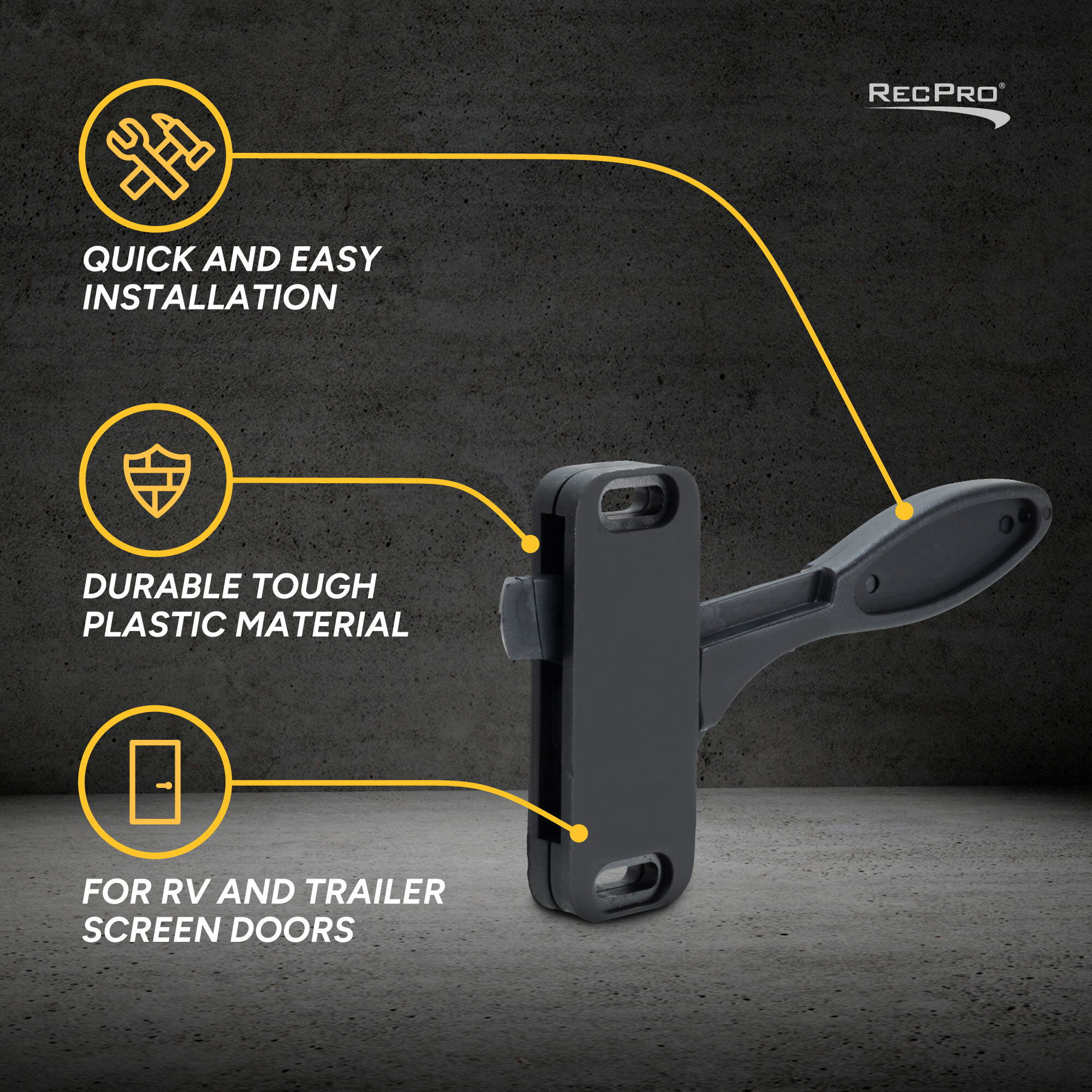 Quick and easy installation, Durable tough plastic material, RV and trailer screen doors