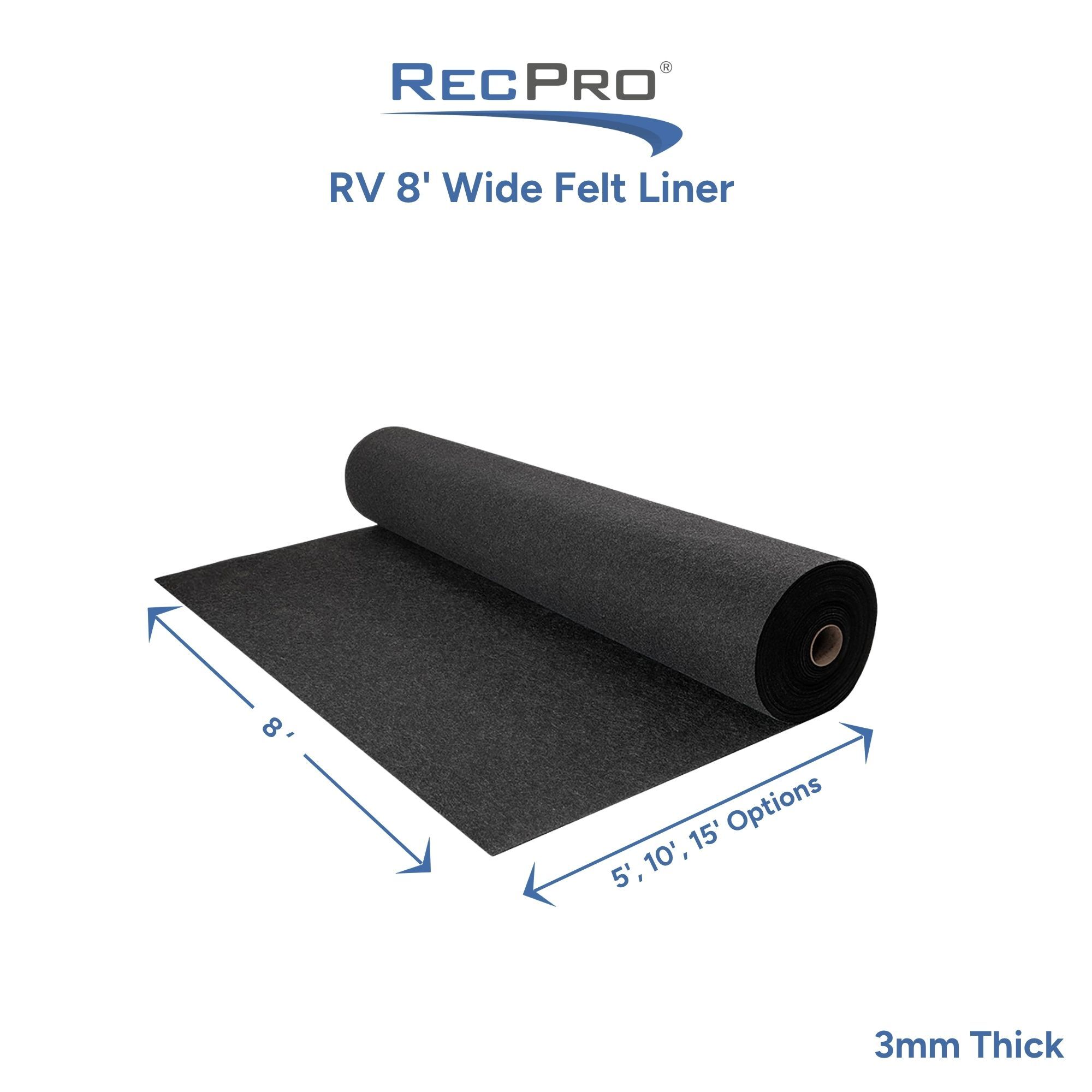 RV 8' Wide Felt Liner Measurements 