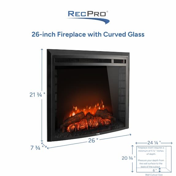 rp-fpc-26 curved fireplace measurements