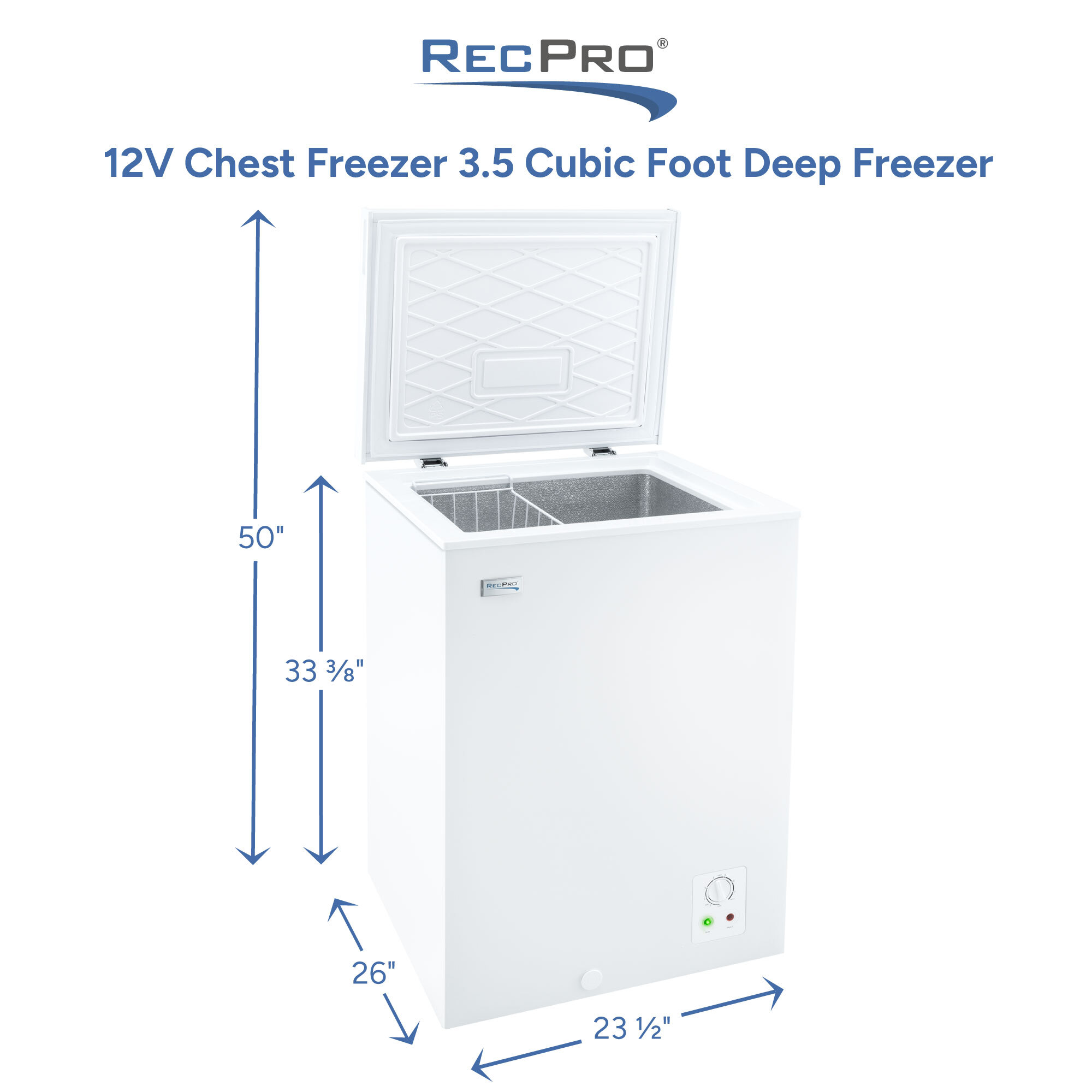 12V Chest Freezer 3.5 Cubic Foot Deep Freezer Measurements