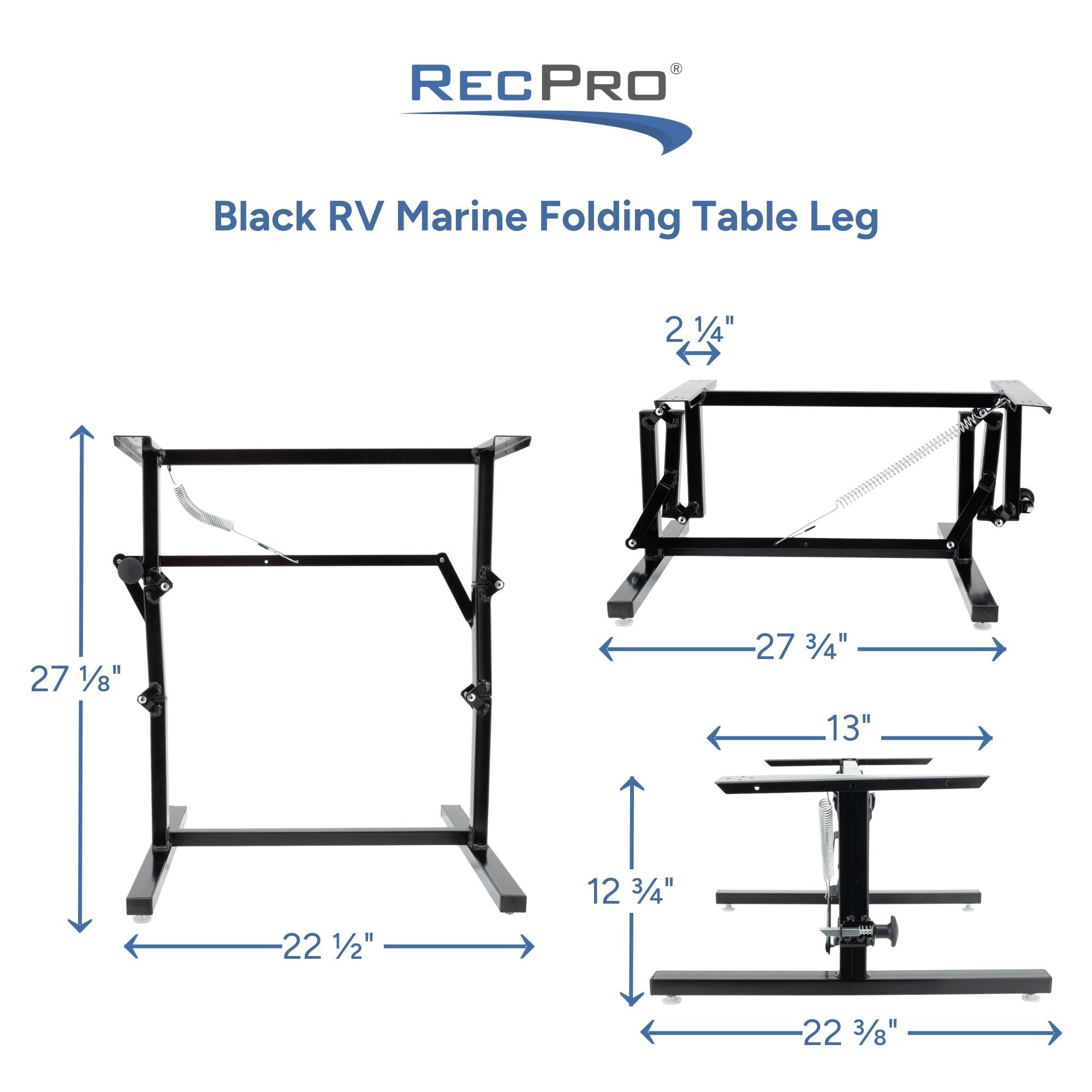 Black RV Marine Folding Table Leg Measurements