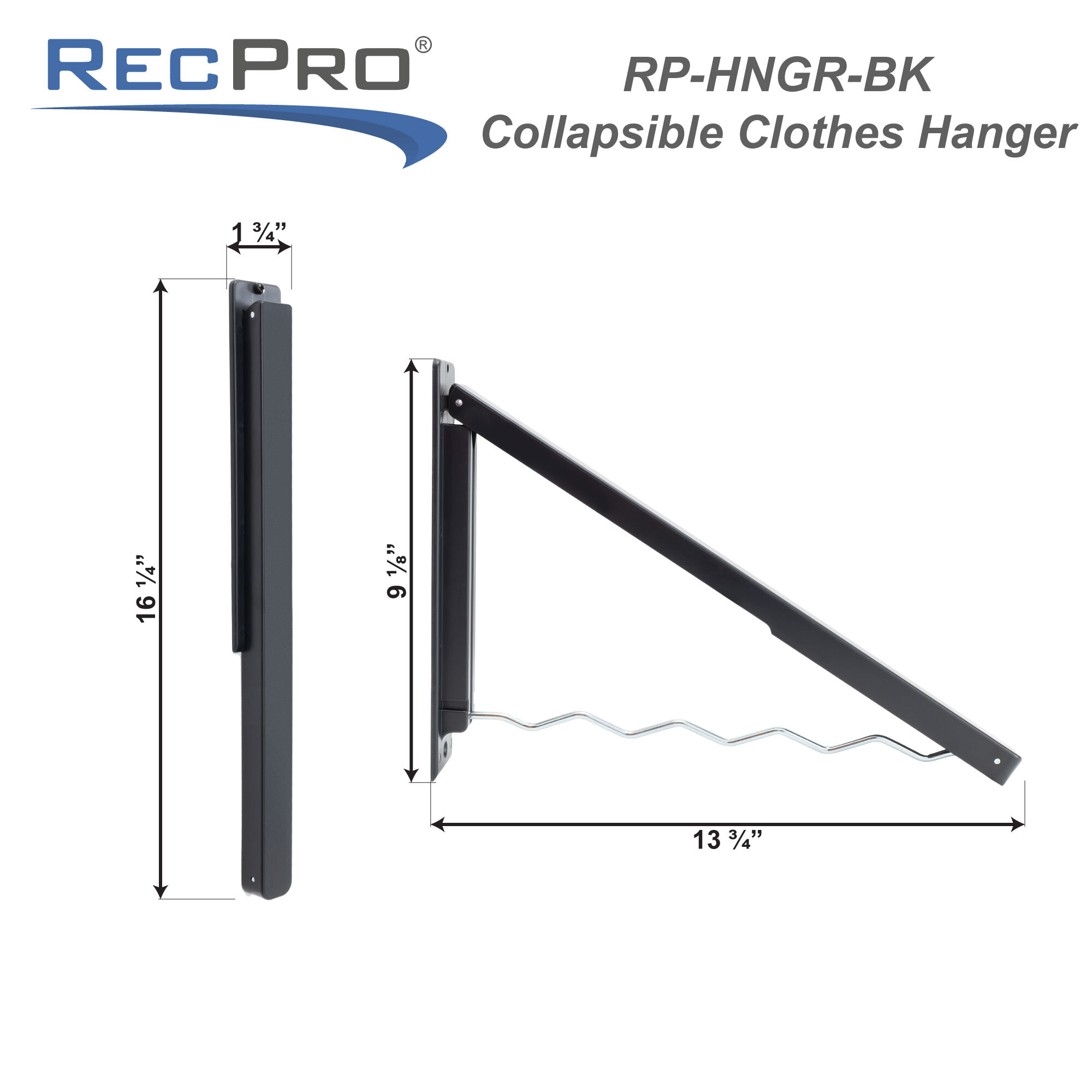 RP-HNGR-BK Measurements :1 &frac34;&rdquo; W x 16 &frac14;&rdquo; L x 13 &frac34;&rdquo; D