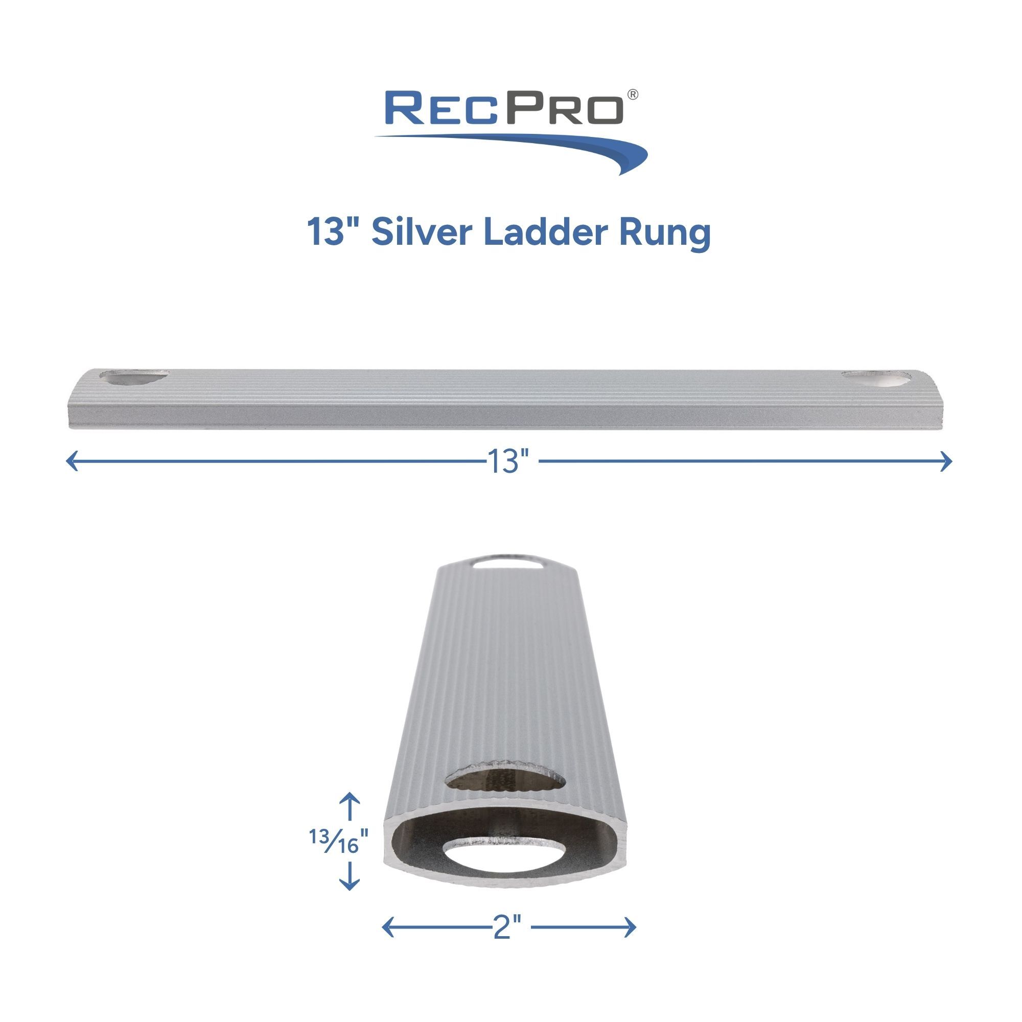 13" Silver Ladder Rung Measurements 