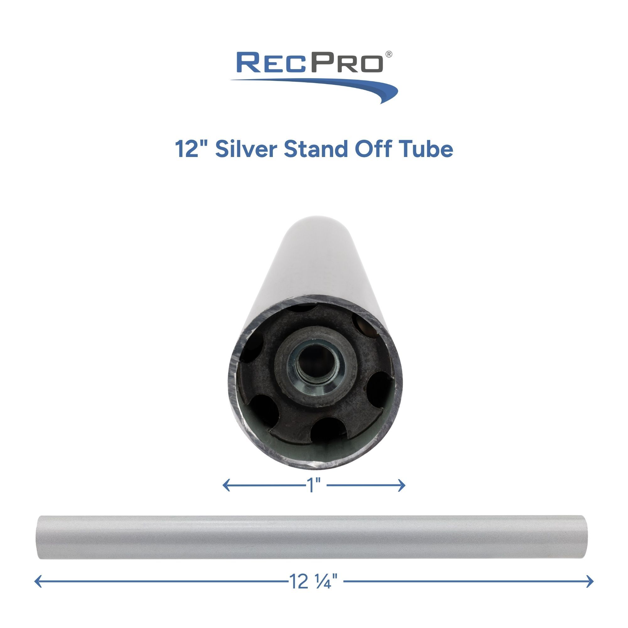 12" Silver Stand Off Tube Measurements 