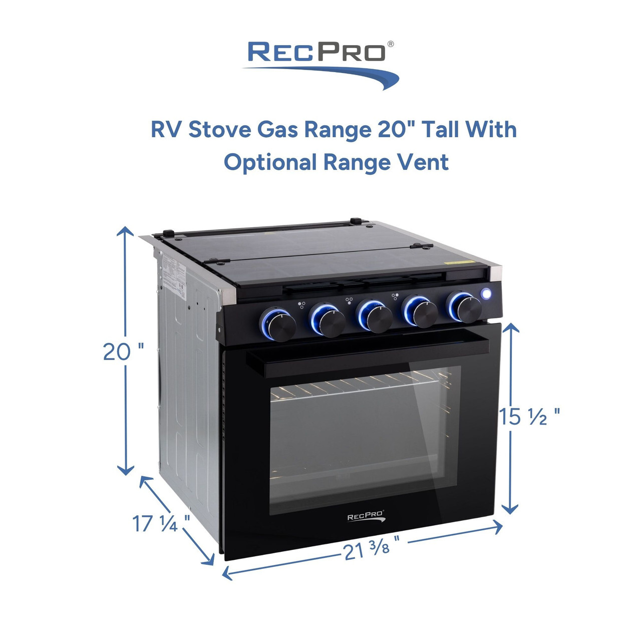 RV Stove Gas Range 20" Tall With Optional Range Vent Measurements RV Stove Gas Range 20" Tall With Optional Range Vent Measurements