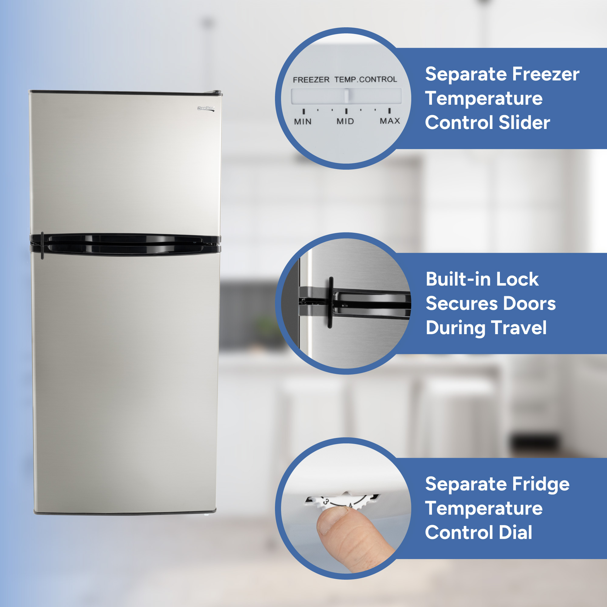 Separate Freezer Temperature, Built-in Lock, Separate Fridge Temperature