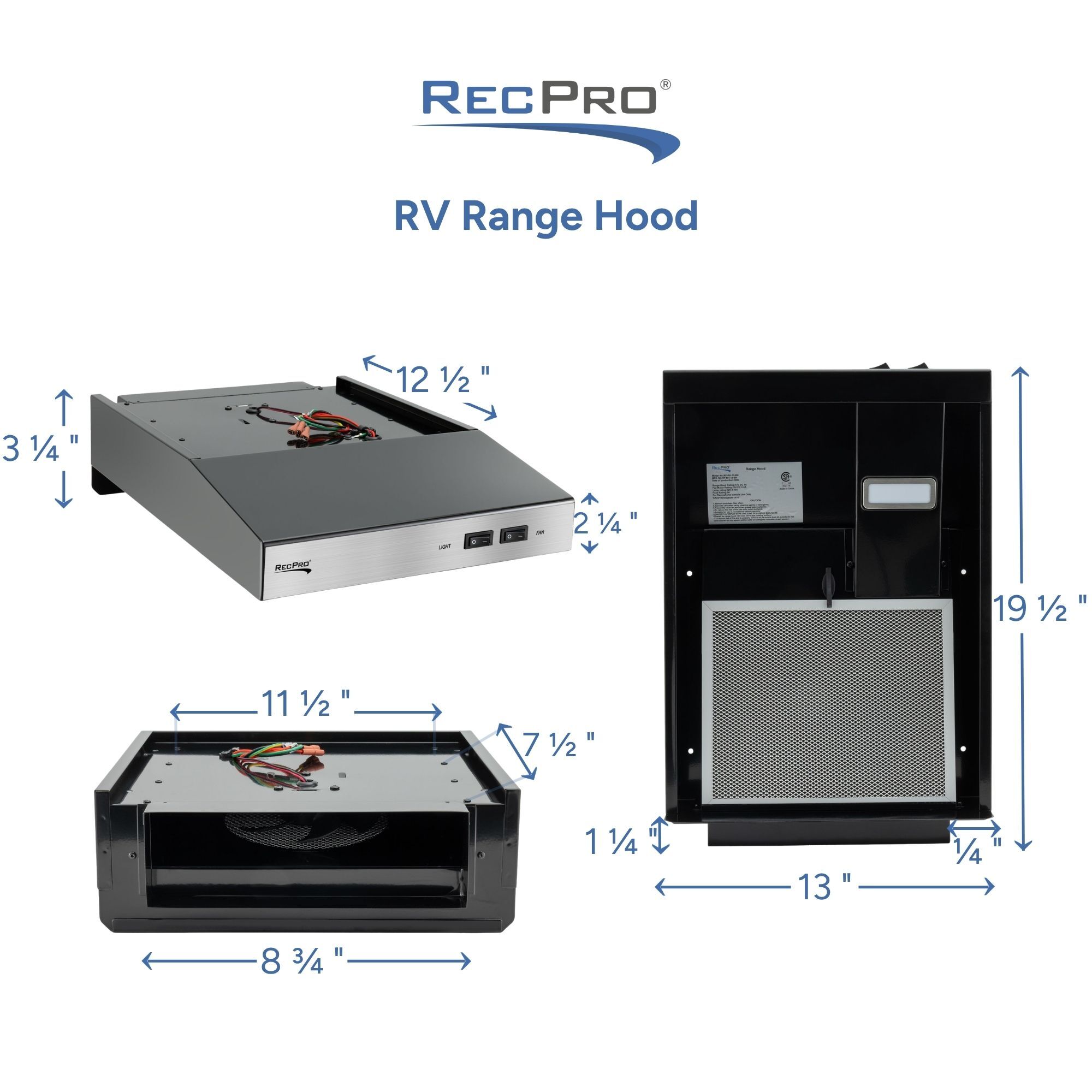 RV Range Hood Measurements RV Range Hood Measurements