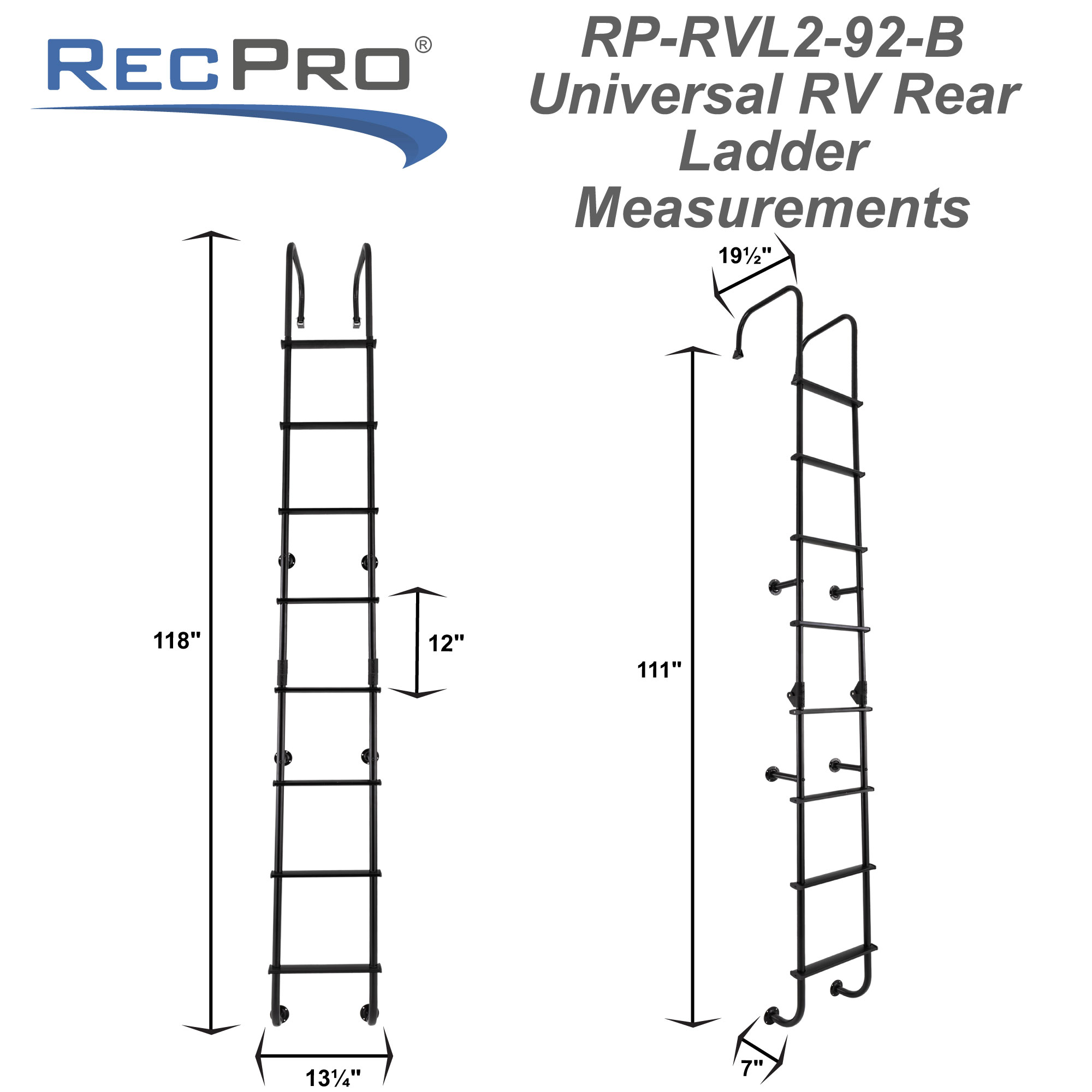 Universal Exterior Rear RV Ladder Kit 92" RecPro