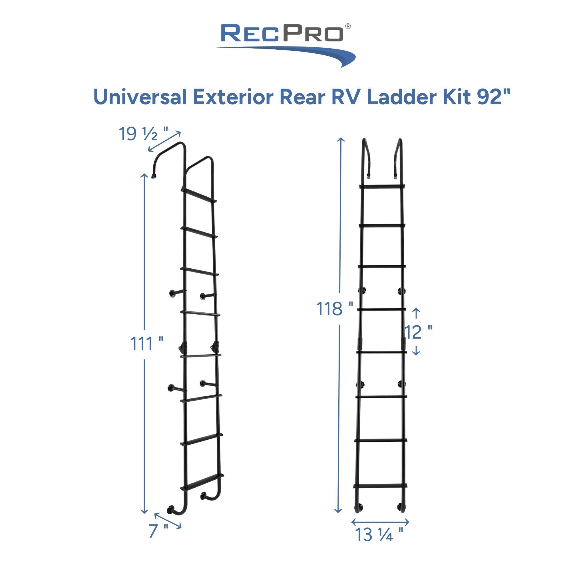 Universal Exterior Rear RV Ladder Kit Measurements 